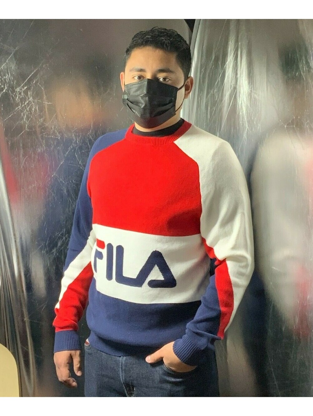 Men's Fila Red White Navy Crewneck Sweater